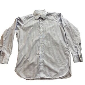 Turnbull & Asser Men 17 43cm Dress Shirt Blue Purple Micro Check Made in England